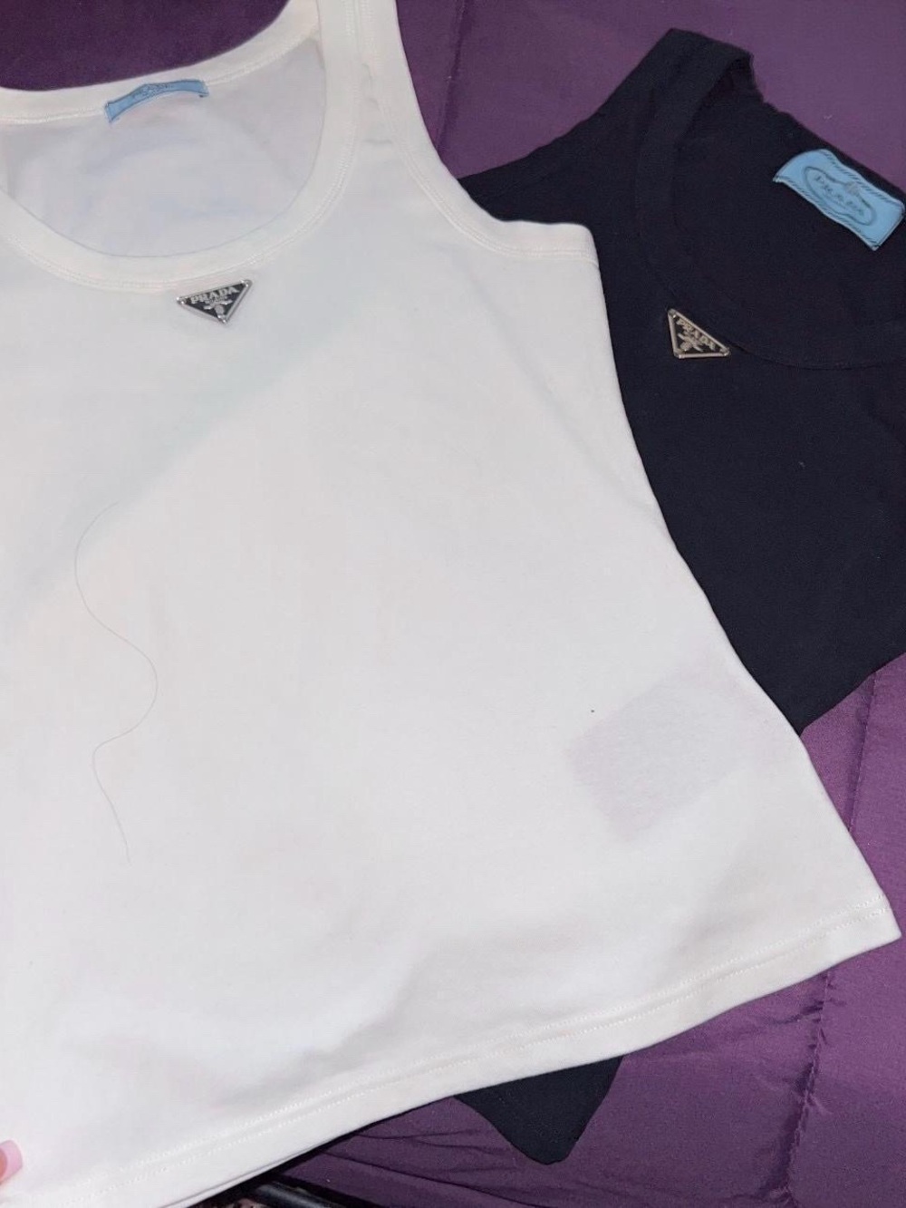 Prada Ribbed Knit Jersey Tank Tops